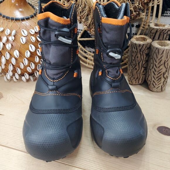 Sorel Youth 5/Women 6 Winter Snow Boots "Icepack" Black Orange Tech Lite EUC - Picture 2 of 14